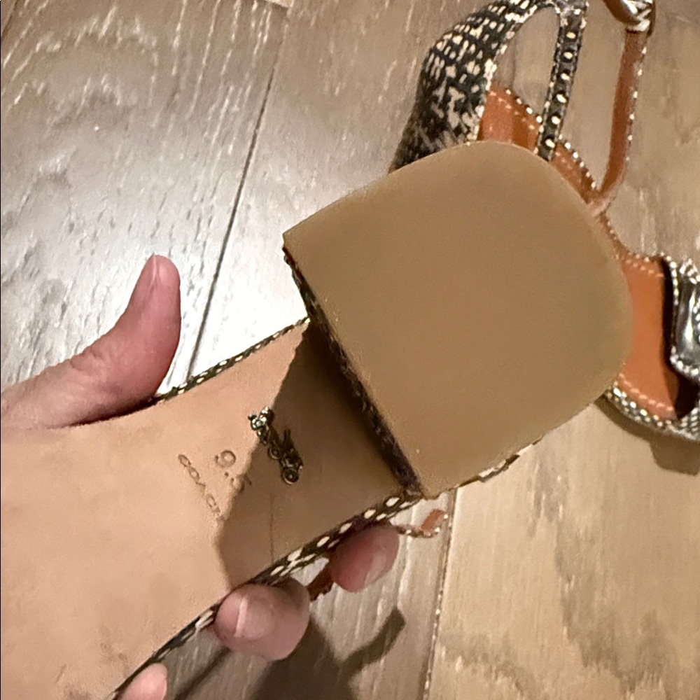 Coach Monochrome Patterned Heels with Ankle Strap - Picture 6 of 6